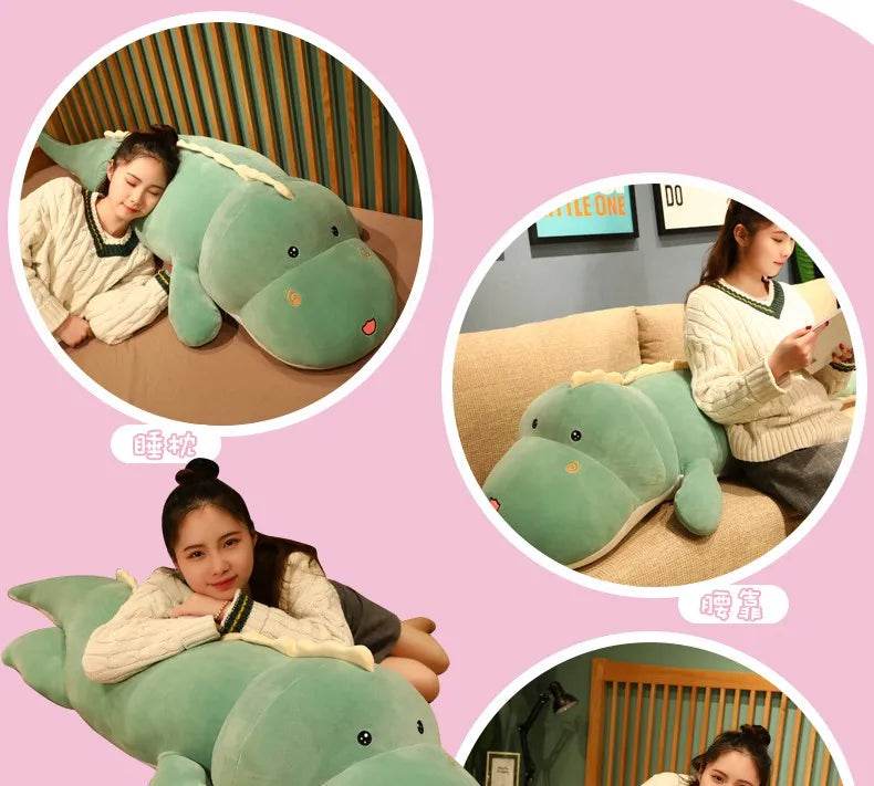 New Huggable Big Long Cute Dinosaur Plush Toy Soft Cartoon Crocodile Doll Girlfriend Pillow - ToylandEU