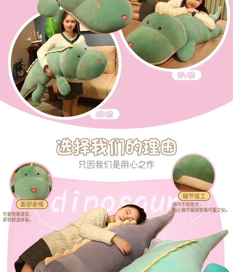 New Huggable Big Long Cute Dinosaur Plush Toy Soft Cartoon Crocodile Doll Girlfriend Pillow - ToylandEU