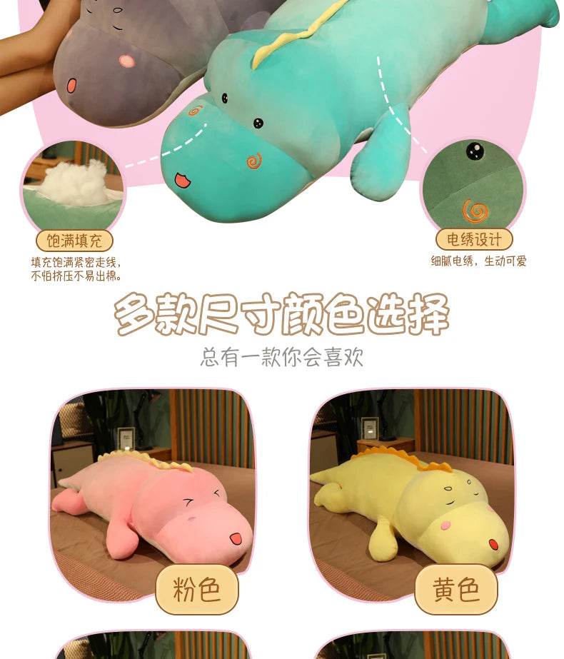 New Huggable Big Long Cute Dinosaur Plush Toy Soft Cartoon Crocodile Doll Girlfriend Pillow - ToylandEU