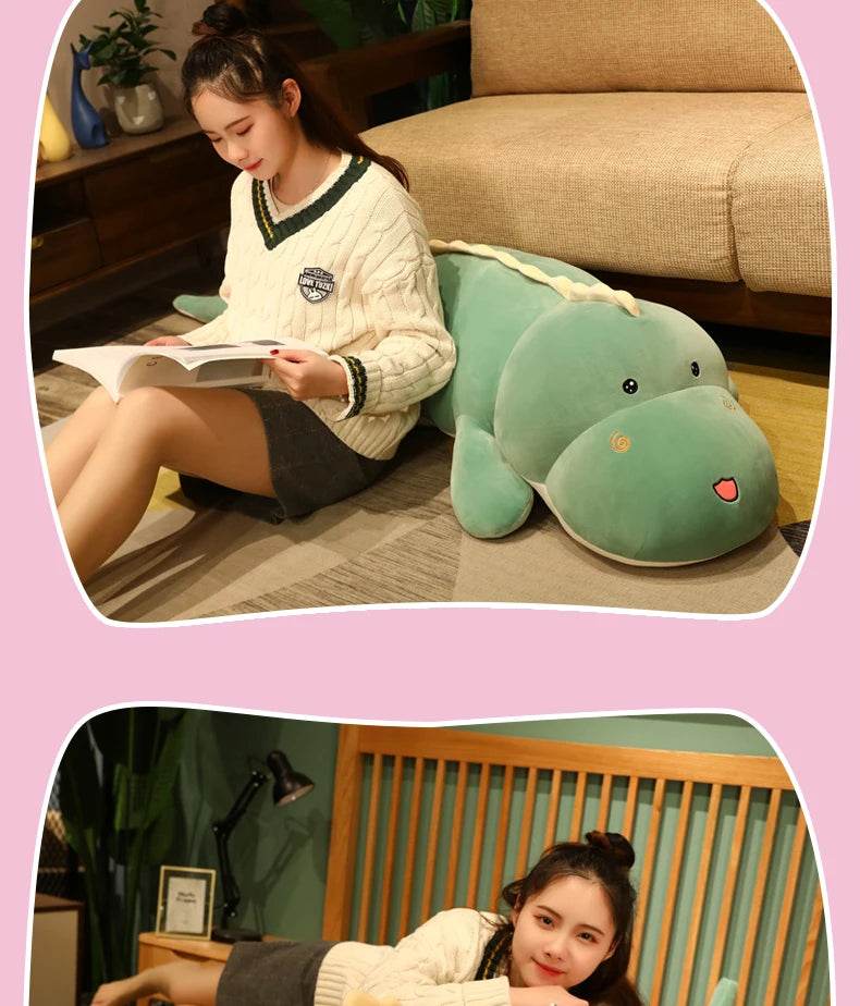 New Huggable Big Long Cute Dinosaur Plush Toy Soft Cartoon Crocodile Doll Girlfriend Pillow - ToylandEU