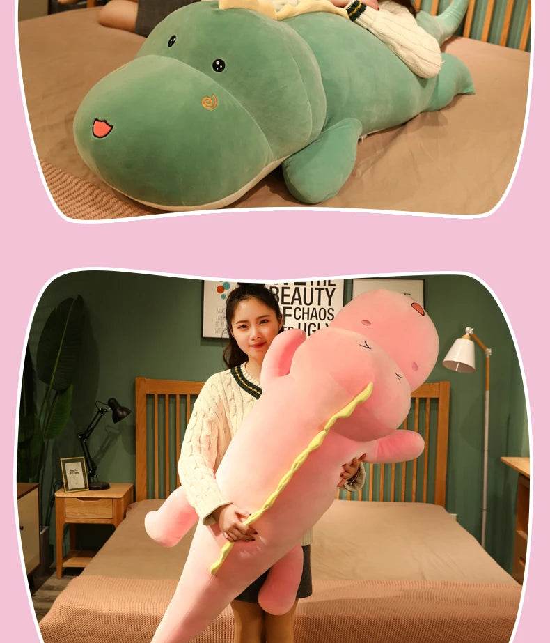 New Huggable Big Long Cute Dinosaur Plush Toy Soft Cartoon Crocodile Doll Girlfriend Pillow - ToylandEU
