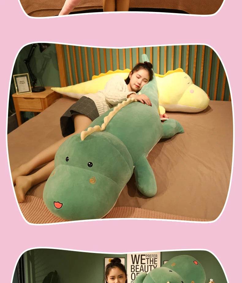 New Huggable Big Long Cute Dinosaur Plush Toy Soft Cartoon Crocodile Doll Girlfriend Pillow - ToylandEU