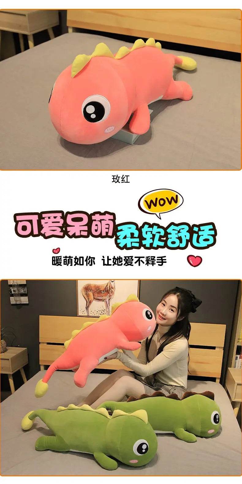New Huggable Big Long Cute Dinosaur Plush Toy Soft Cartoon Crocodile Doll Girlfriend Pillow - ToylandEU