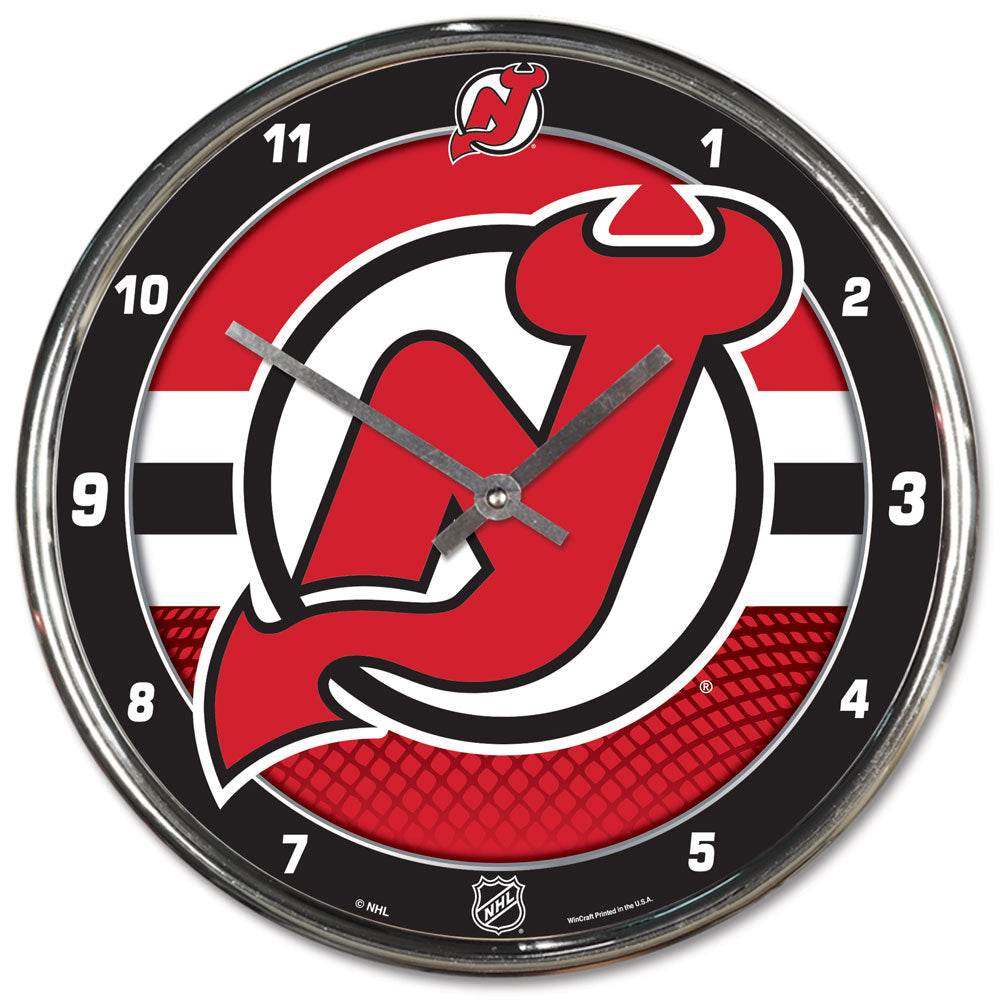 New Jersey Devils Chrome Round Wall Clock Indoor Decor - ToylandEU