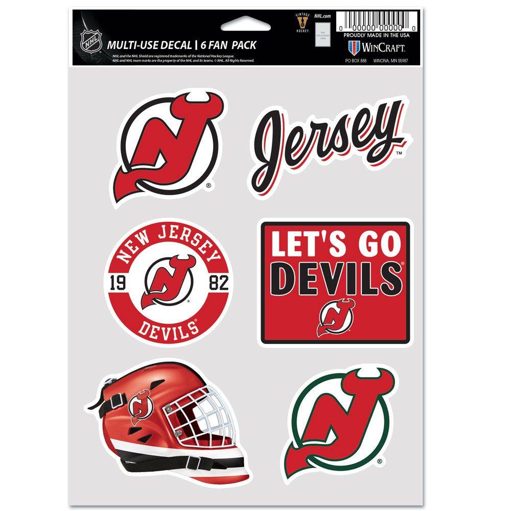 New Jersey Devils Decal Set Multi Use Fan Pack Six Pack - ToylandEU