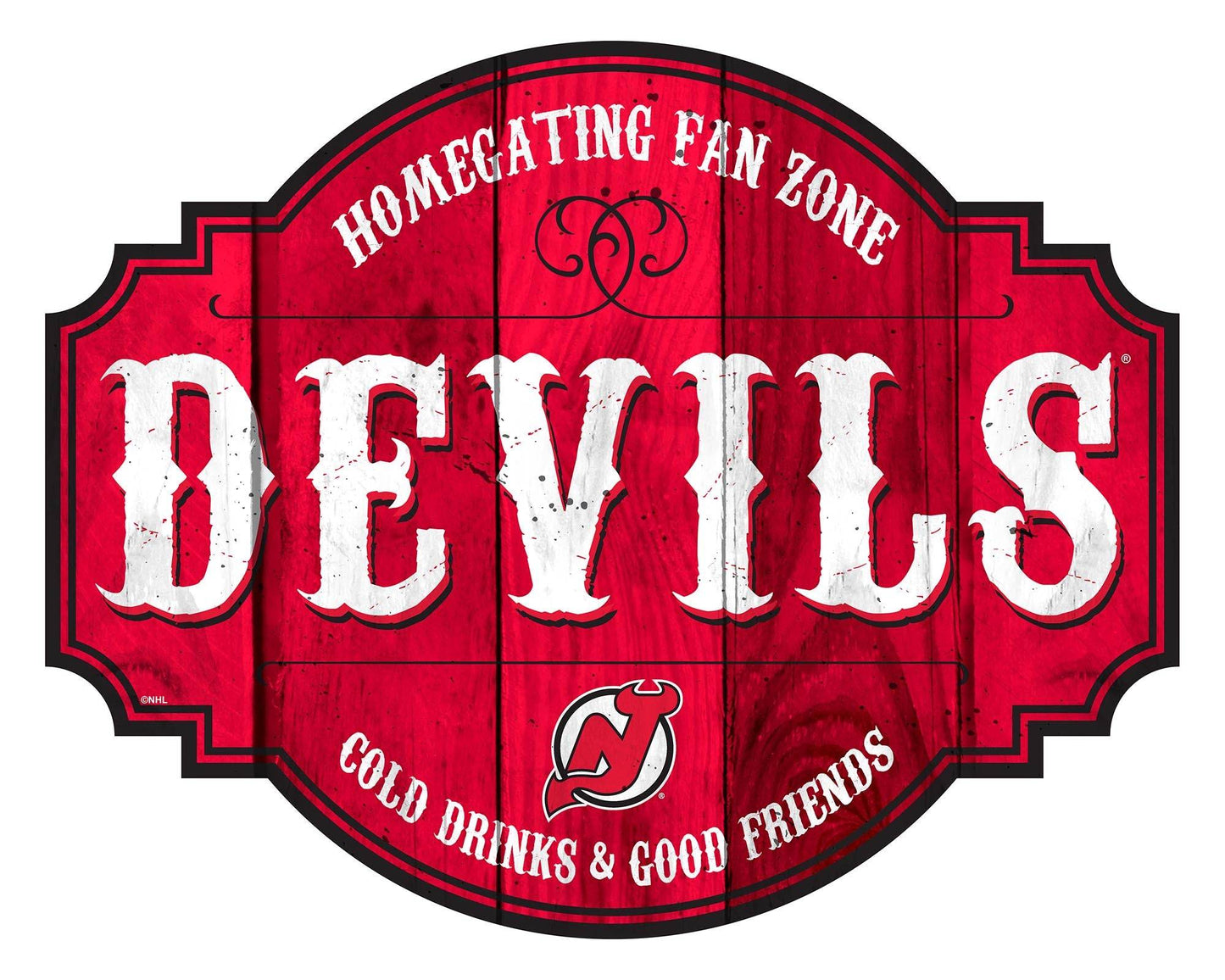 New Jersey Devils Wood Sign 12 Inch Homegating Tavern - ToylandEU