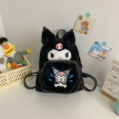 Hello Kitty and Kuromi Cartoon Plush Backpack - Soft Anime Bag AliExpress Toyland EU