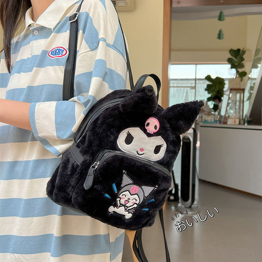 Hello Kitty and Kuromi Cartoon Plush Backpack - Soft Anime Bag - ToylandEU