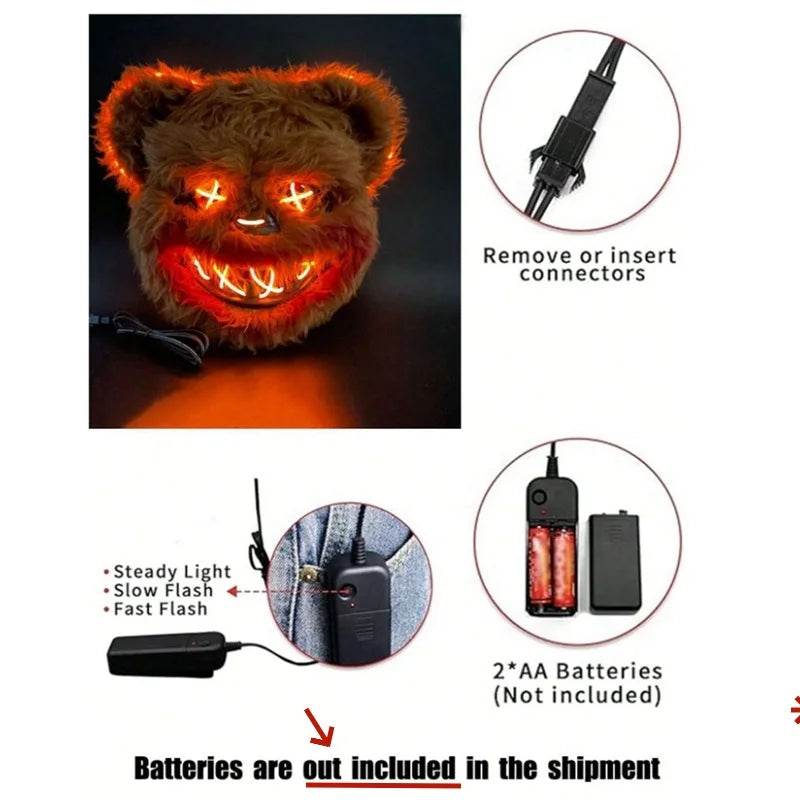 New Led Light Up Face Mask For Halloween Party Cosplay - ToylandEU