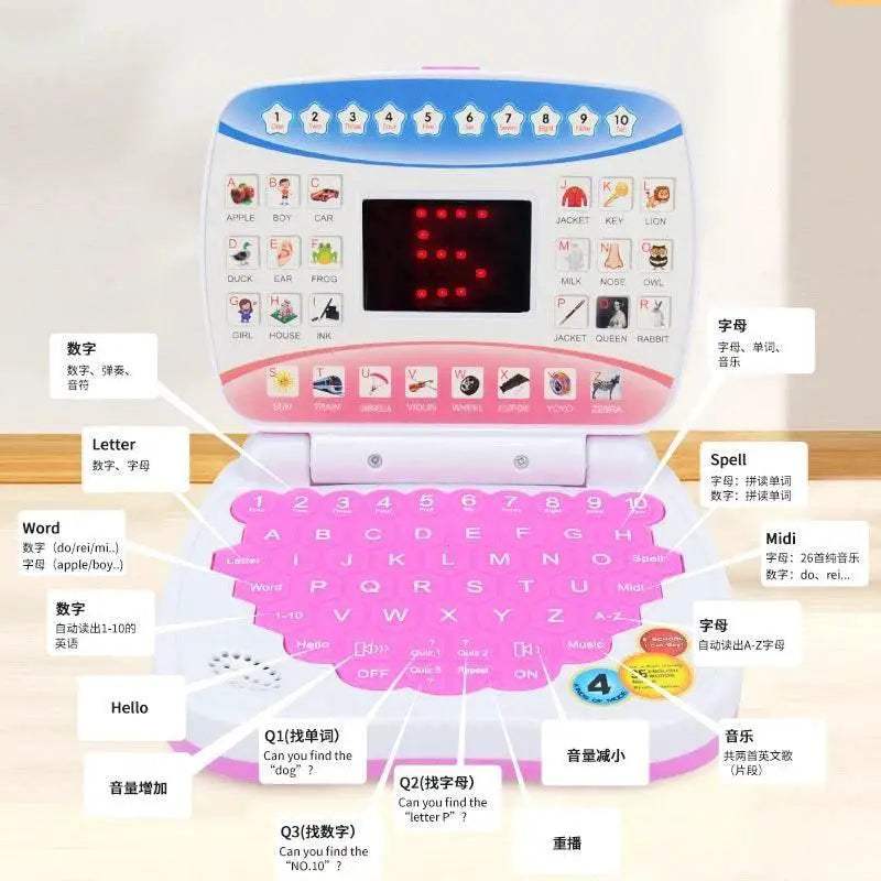 New Mini Simulation Laptop Early Education Machine LED Display Learning Toy for Kids - ToylandEU