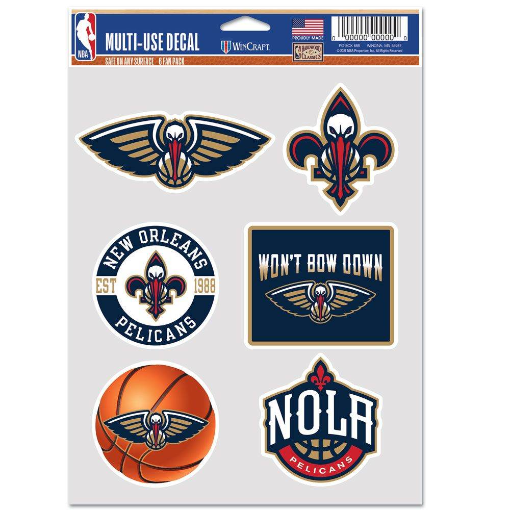 New Orleans Pelicans Fan Decal Pack 6 Multi Use Set - ToylandEU