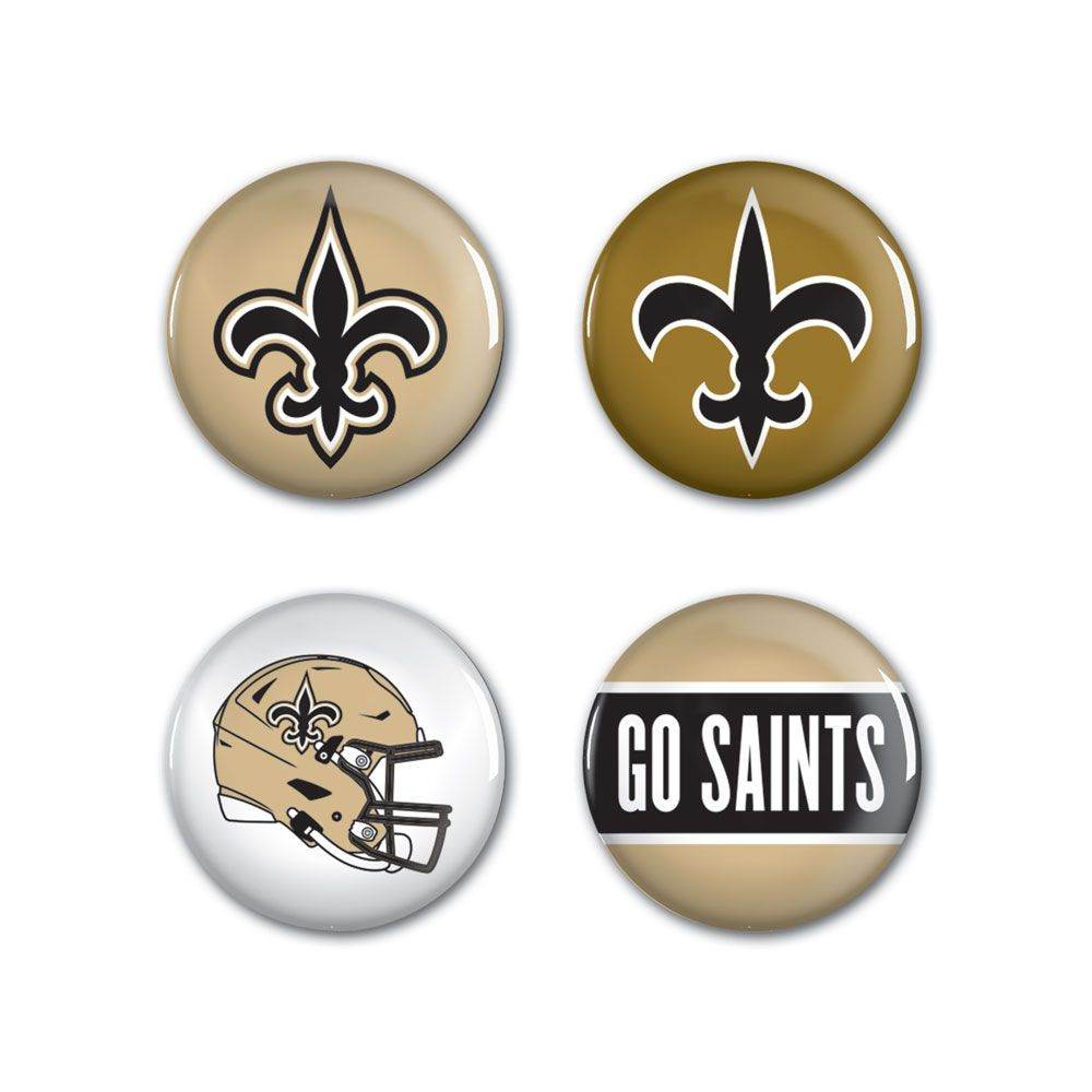 New Orleans Saints Buttons Four Pack Set With Safety Pins - ToylandEU