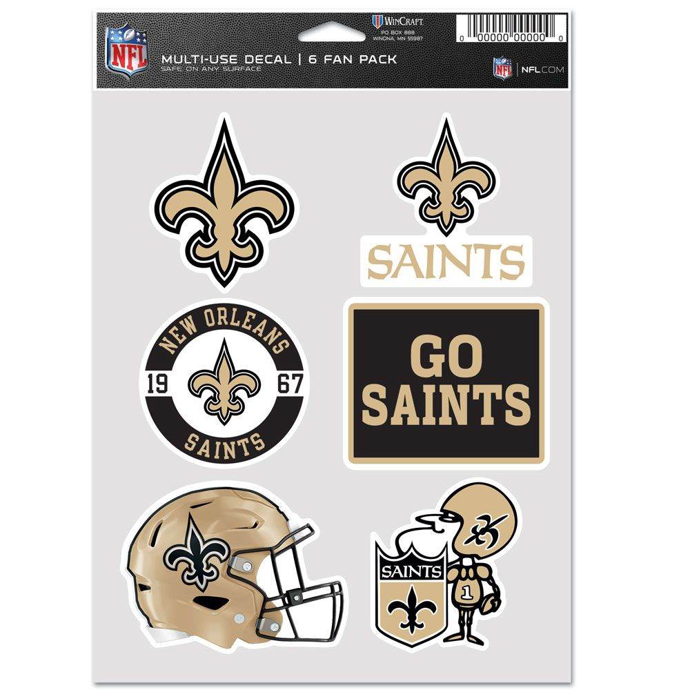 New Orleans Saints Decal Set Multi Use Fan 6 Pack Now - ToylandEU