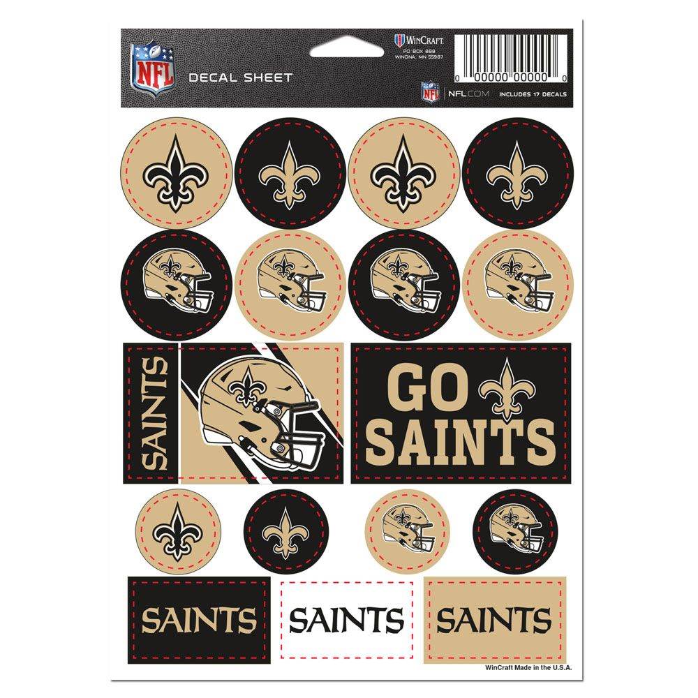 New Orleans Saints Decal Sheet 5x7 Vinyl Sticker Pack - ToylandEU