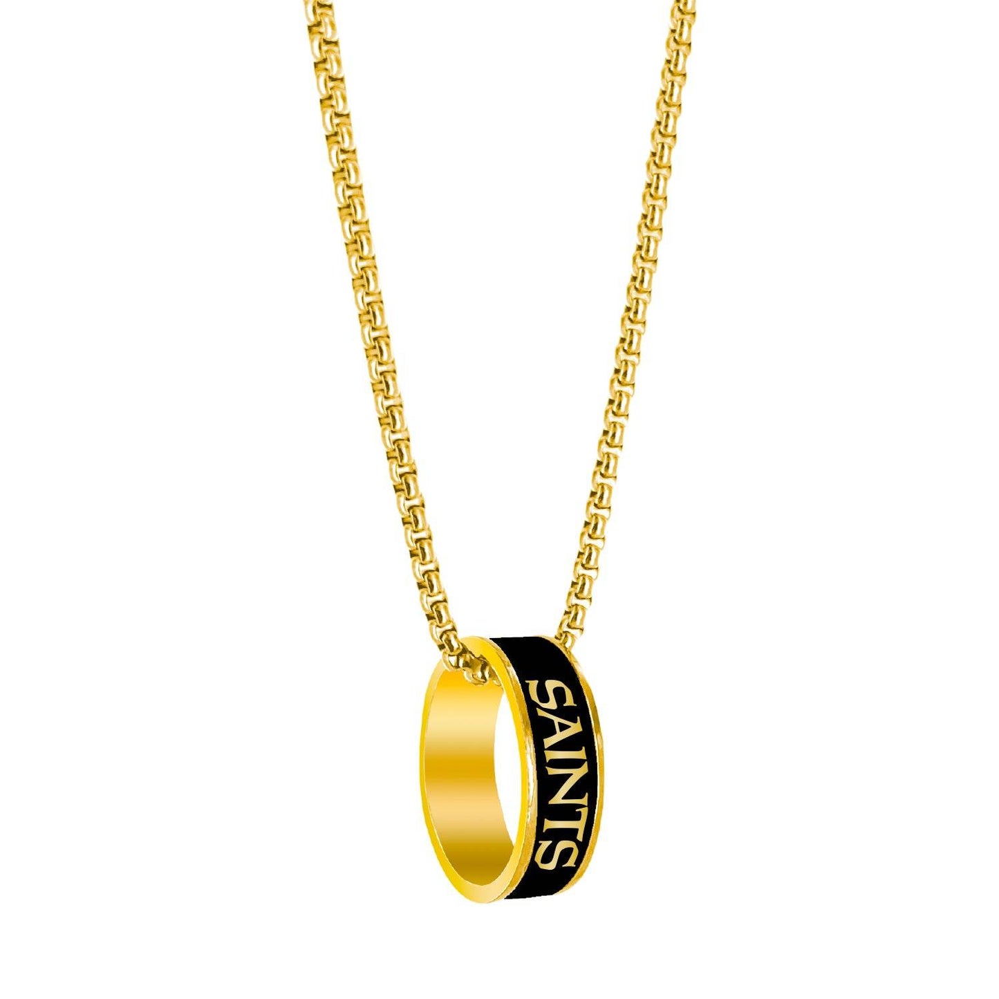 New Orleans Saints Necklace Pendant Gold Ring By Aminco - ToylandEU