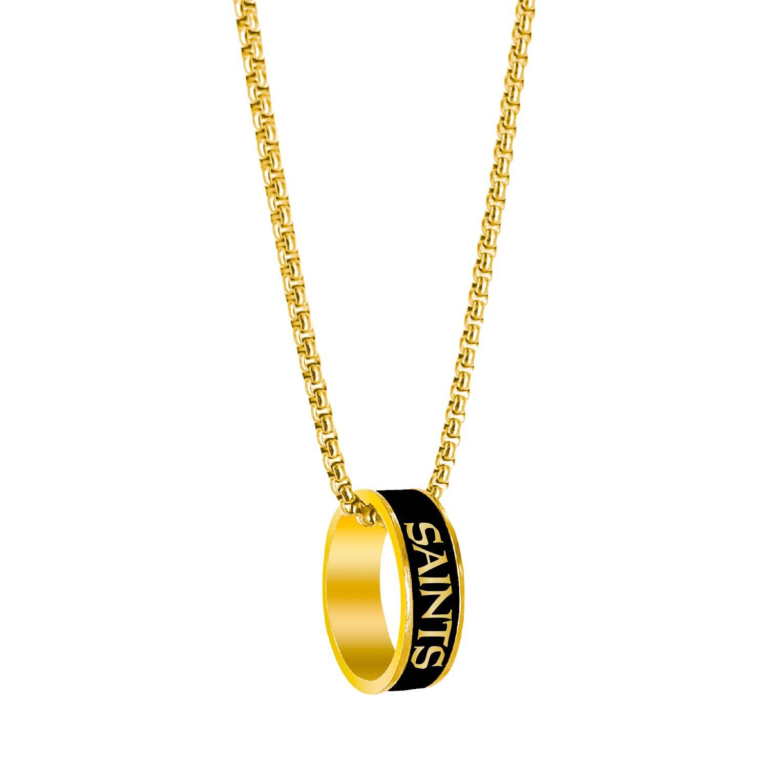 New Orleans Saints Necklace Pendant Gold Ring By Aminco - ToylandEU