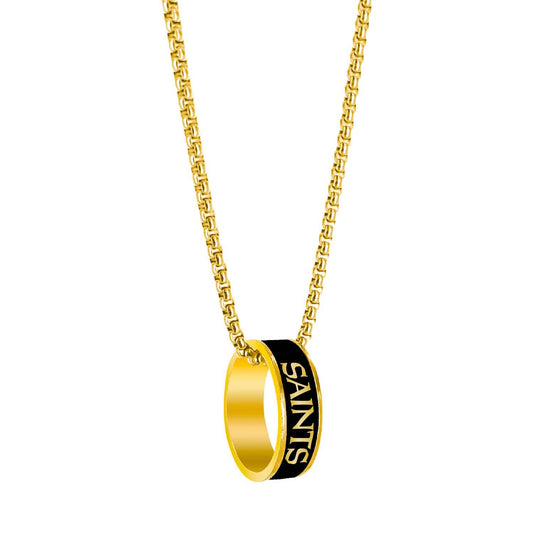 New Orleans Saints Necklace Pendant Gold Ring By Aminco - ToylandEU