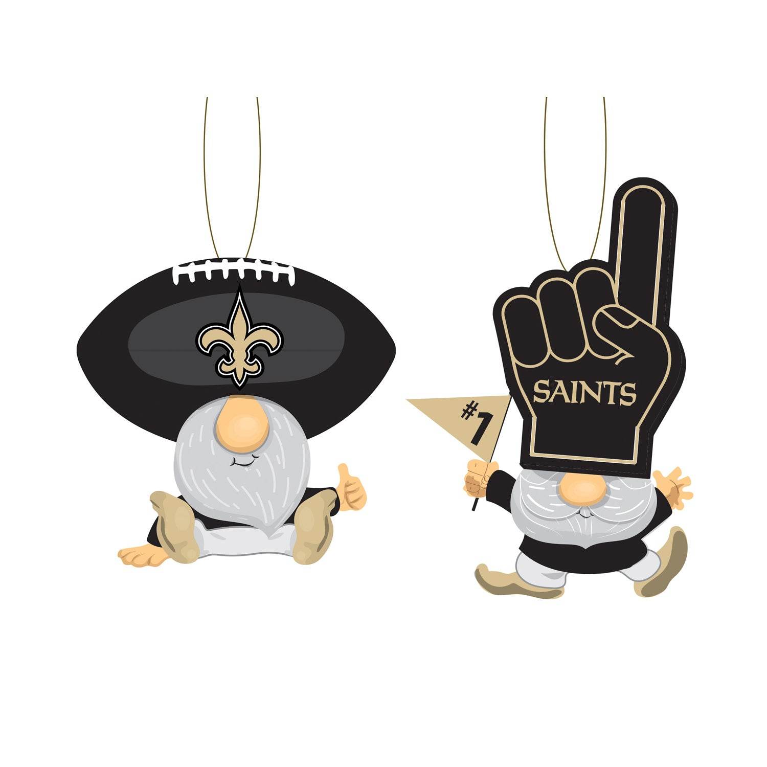 New Orleans Saints Ornament Gnome Fans Set of 2 Figurines - ToylandEU
