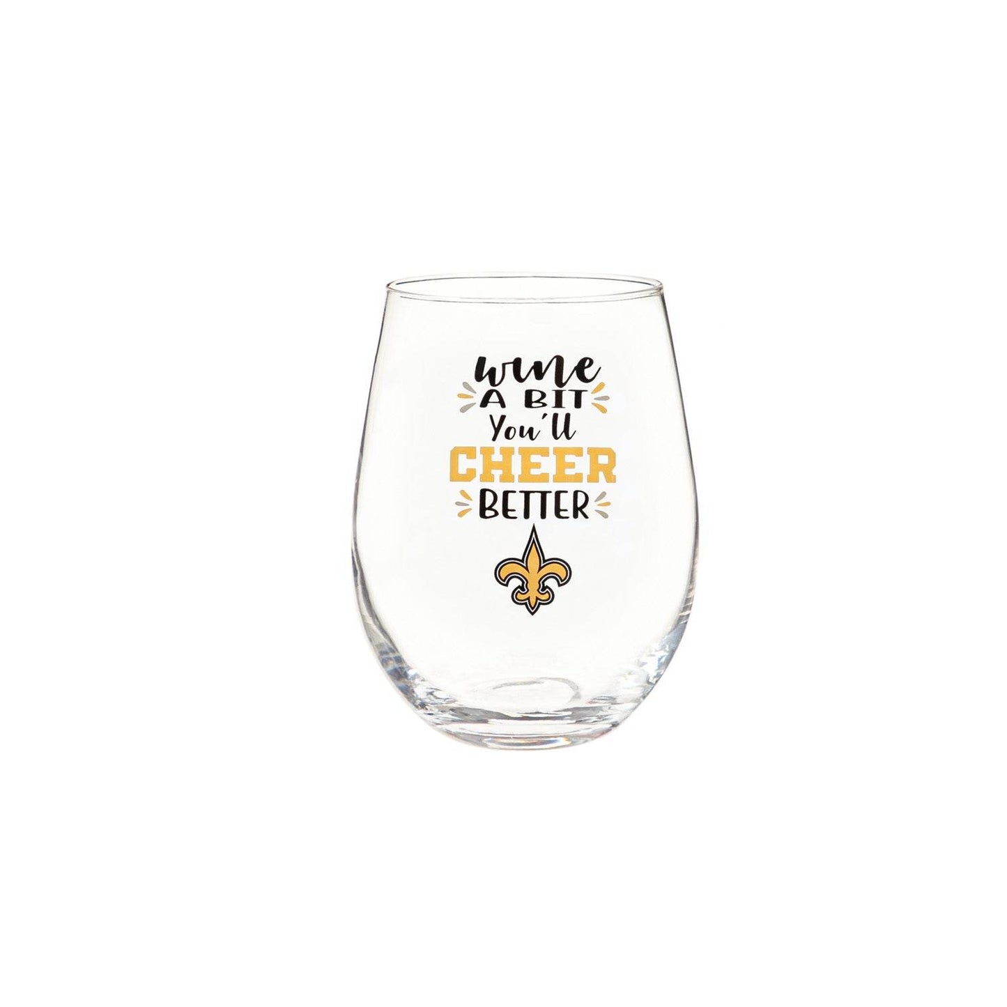 New Orleans Saints Stemless Wine Glass 17oz Gift Box - ToylandEU