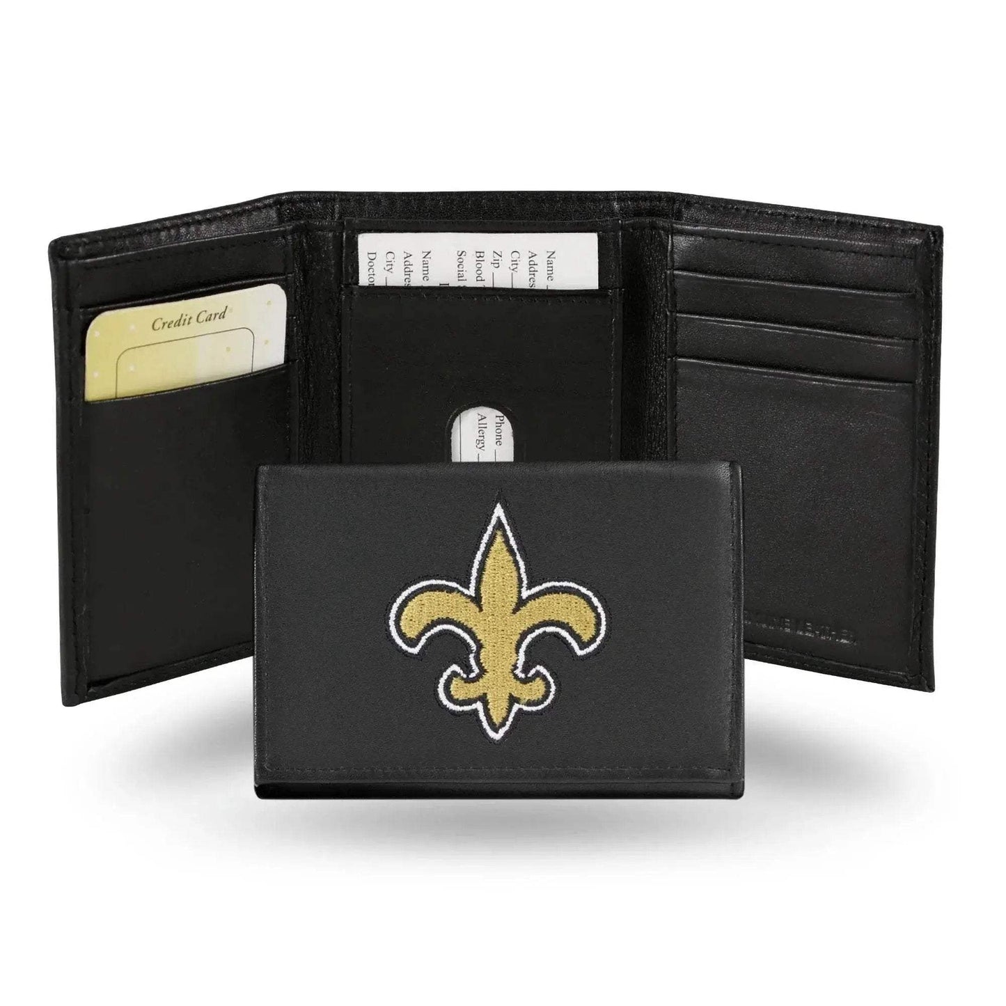 New Orleans Saints Wallet Trifold Leather Embroidered - ToylandEU