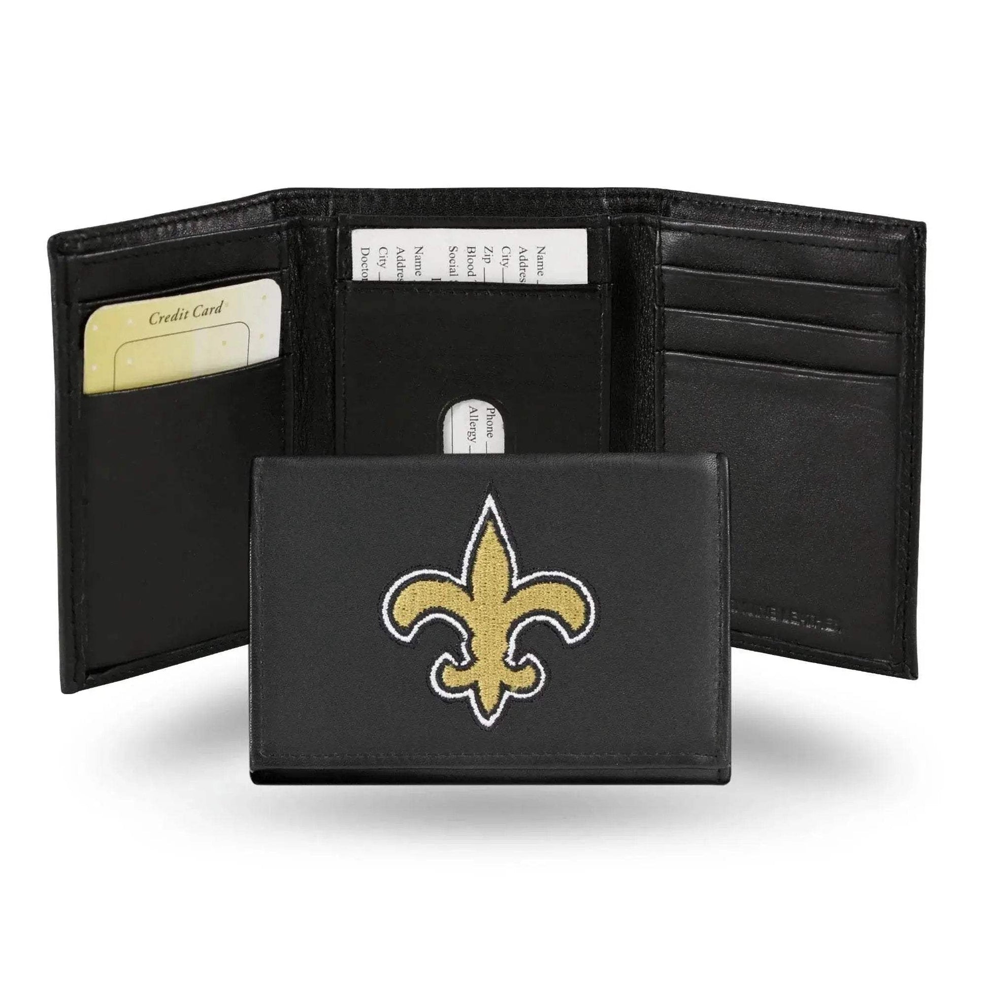 New Orleans Saints Wallet Trifold Leather Embroidered - ToylandEU