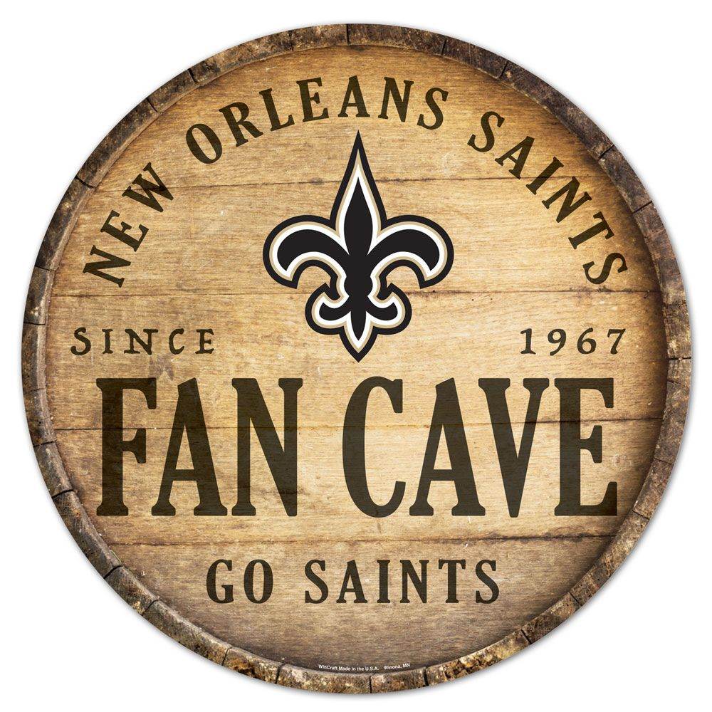 New Orleans Saints Wood Sign 14 Inch Round Barrel Top Decor - ToylandEU