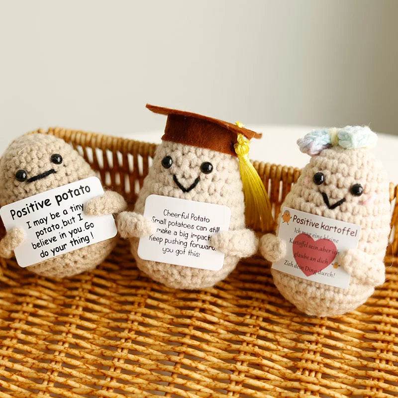 New Positive Potato Crochet Doll Handmade Room Decor Gift - ToylandEU