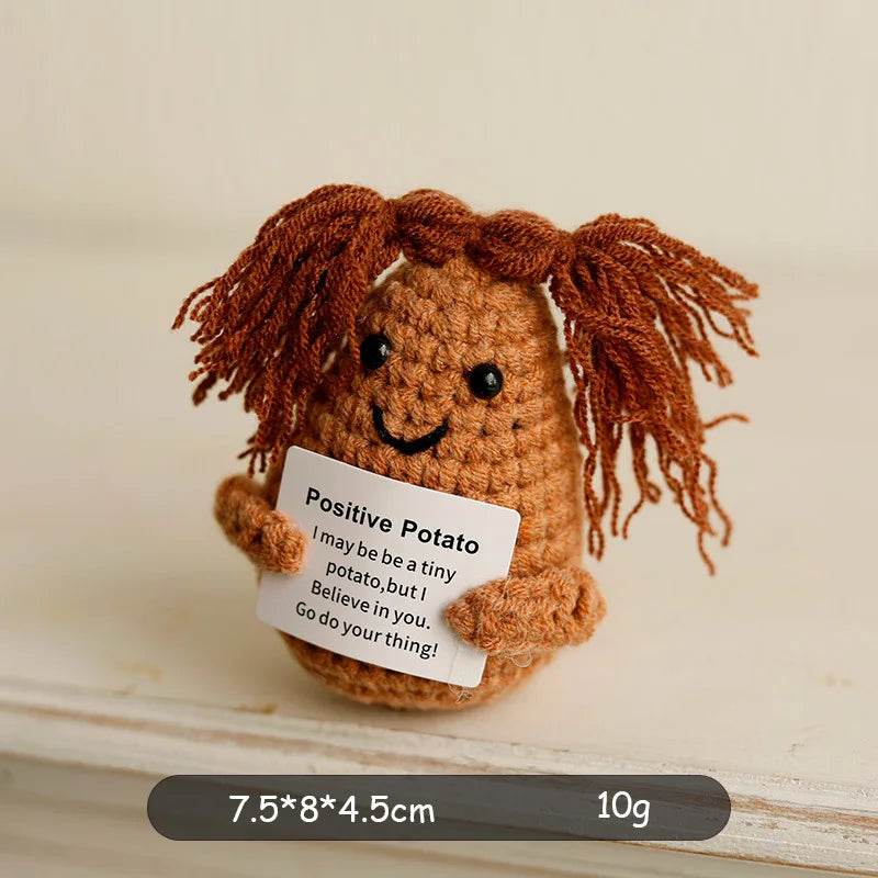 New Positive Potato Crochet Doll Handmade Room Decor Gift - ToylandEU