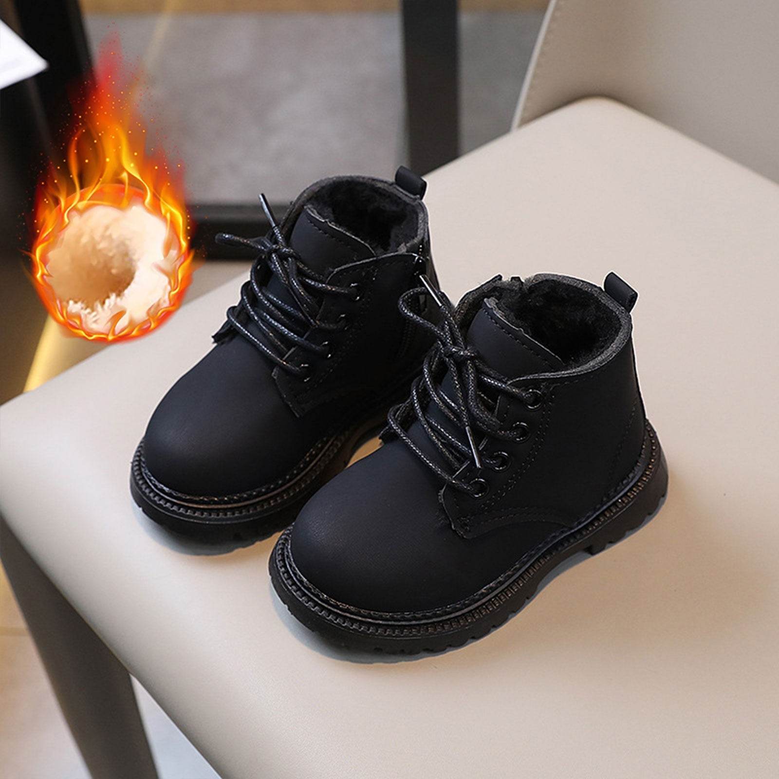 New Stylish Ankle Snow Boots for Kids - Winter Leather Sneakers for Boys & Girls Aged 1-6 - ToylandEU