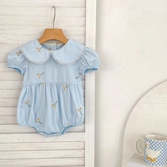 New Summer Rompers Embroidered Flower Design Four Color Options For Baby Girls Ages 1 To 3 Years - ToylandEU