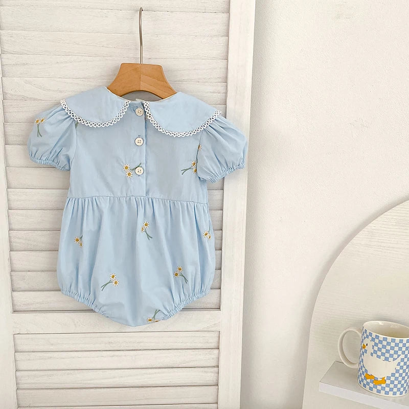 New Summer Rompers Embroidered Flower Design Four Color Options For Baby Girls Ages 1 To 3 Years - ToylandEU