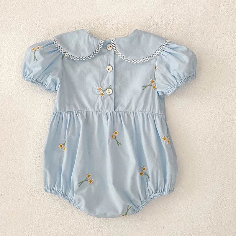 New Summer Rompers Embroidered Flower Design Four Color Options For Baby Girls Ages 1 To 3 Years - ToylandEU