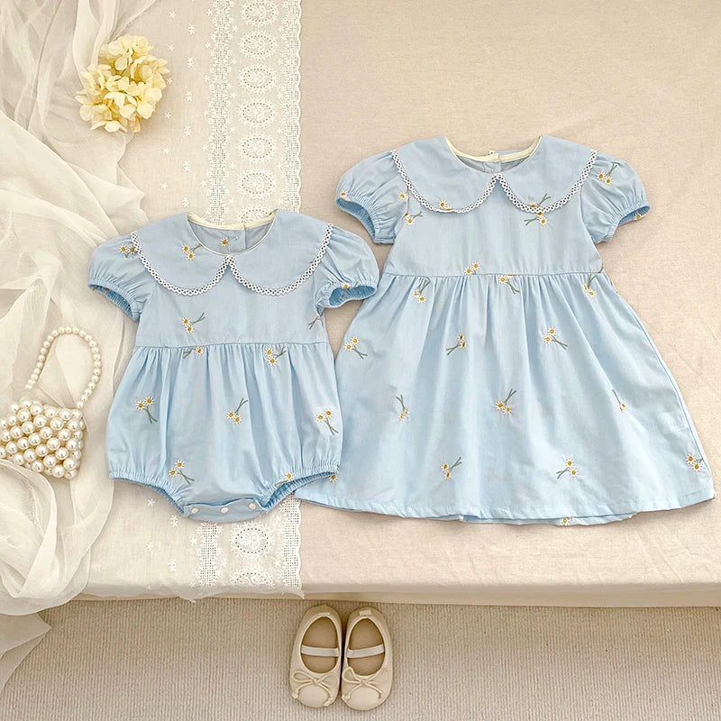 New Summer Rompers Embroidered Flower Design Four Color Options For Baby Girls Ages 1 To 3 Years - ToylandEU