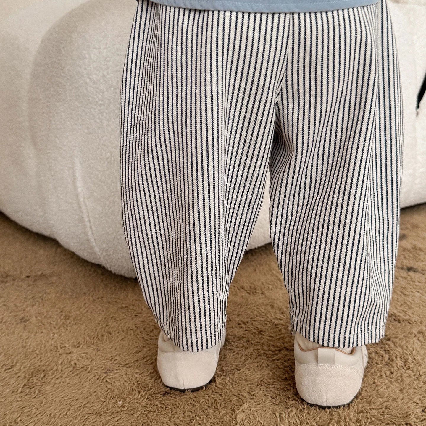New Toddler Pants Cartoon Embroidered Harem Elastic Waist Boy Casual Striped Denim - ToylandEU