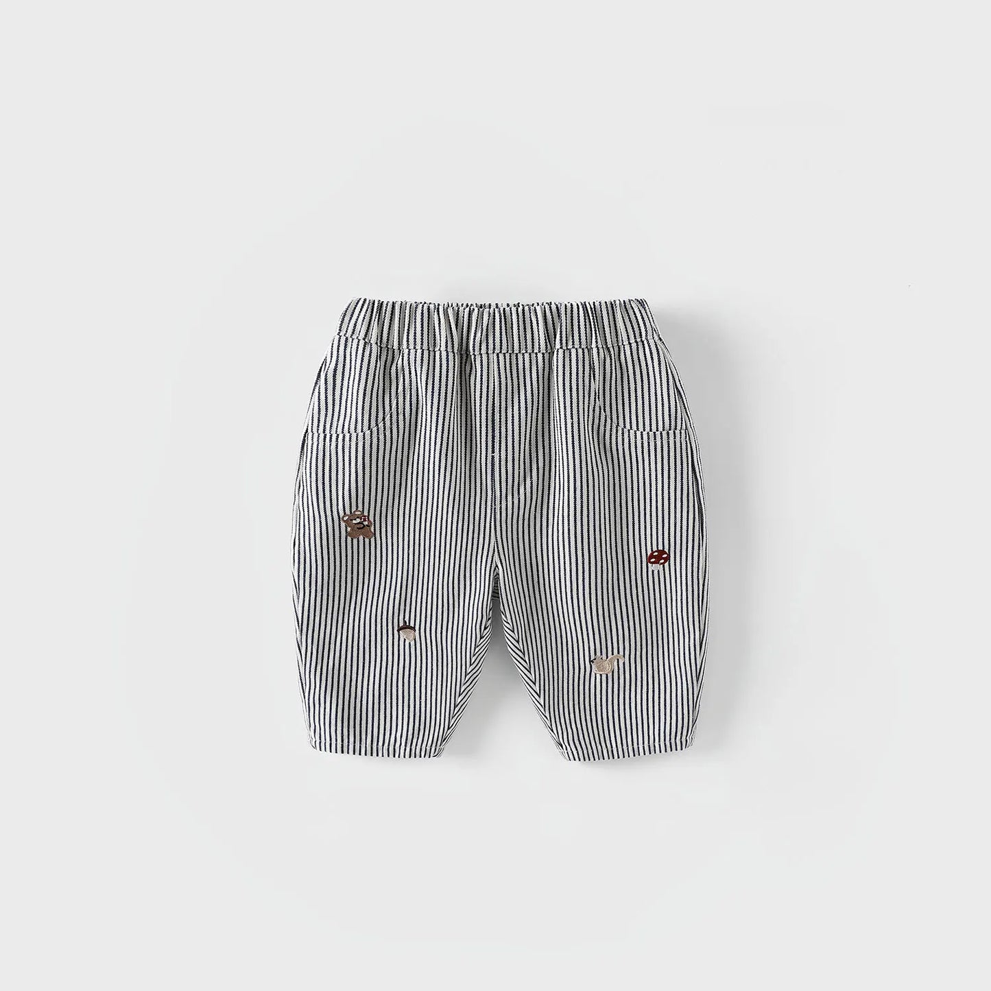 New Toddler Pants Cartoon Embroidered Harem Elastic Waist Boy Casual Striped Denim - ToylandEU