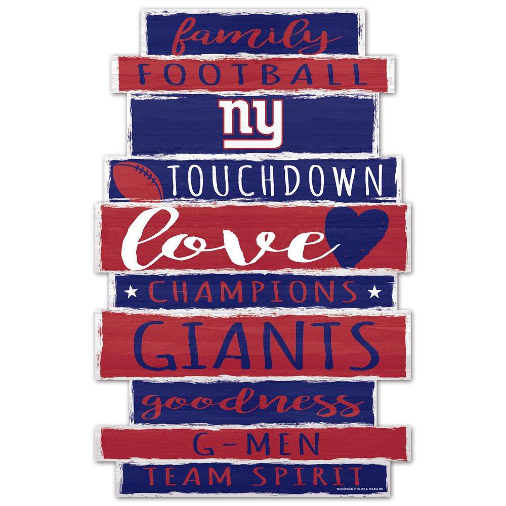 New York Giants 11x17 Wood Family Word Sign Team Colors - ToylandEU