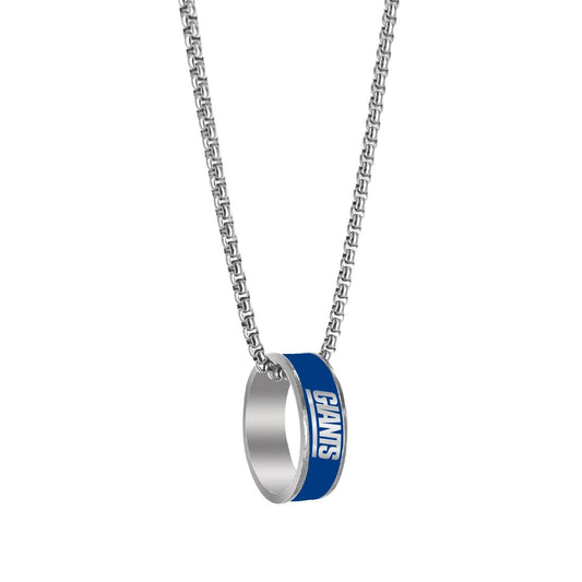 New York Giants Necklace Fashion Ring Pendant Silver Aminco - ToylandEU