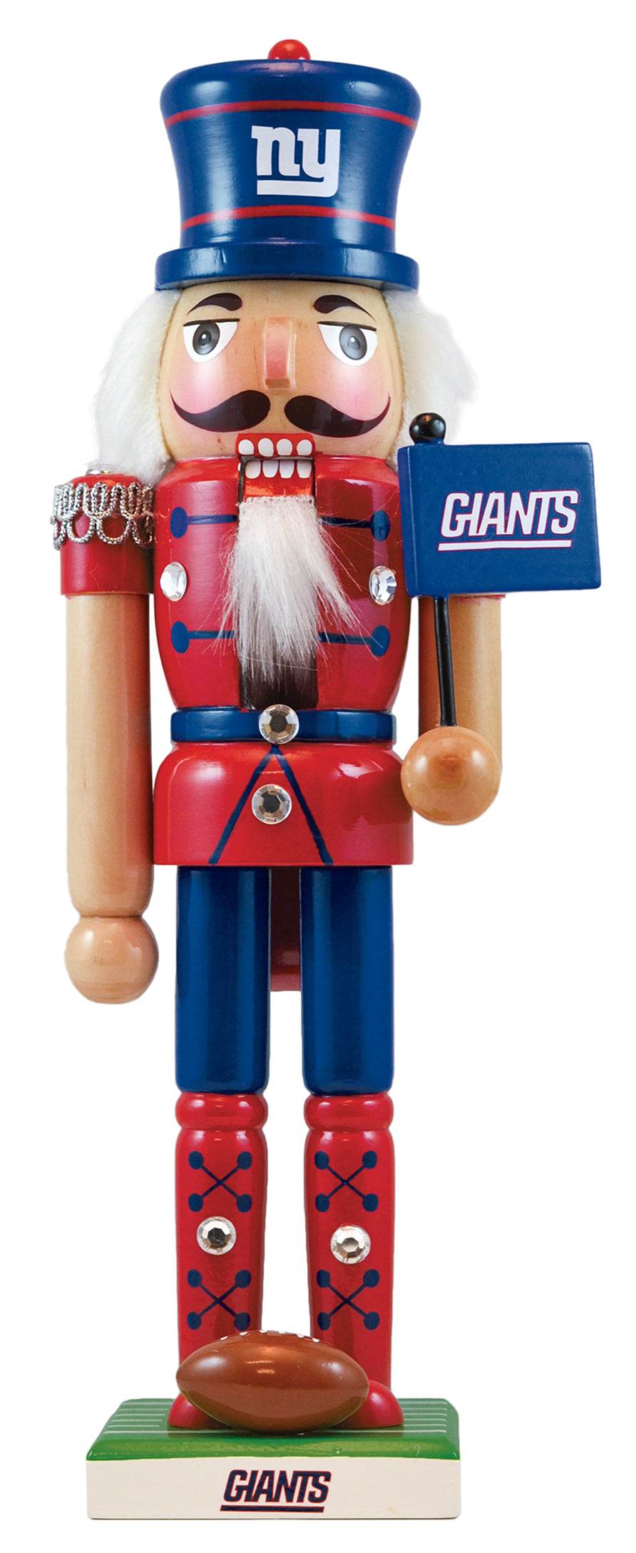 New York Giants Nutcracker Handcrafted Solid Wood NFL Decor - ToylandEU
