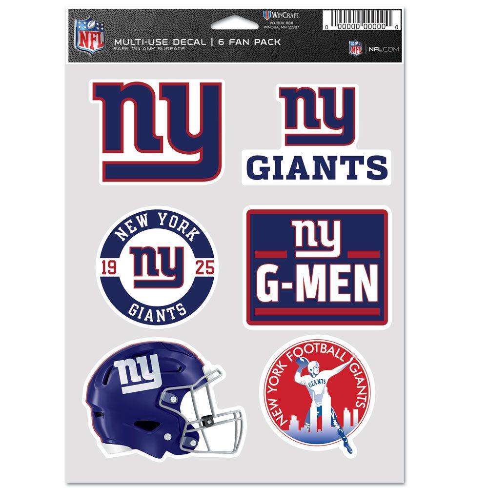 New York Giants Official Decal Pack Multi Use Fan 6 Pack - ToylandEU