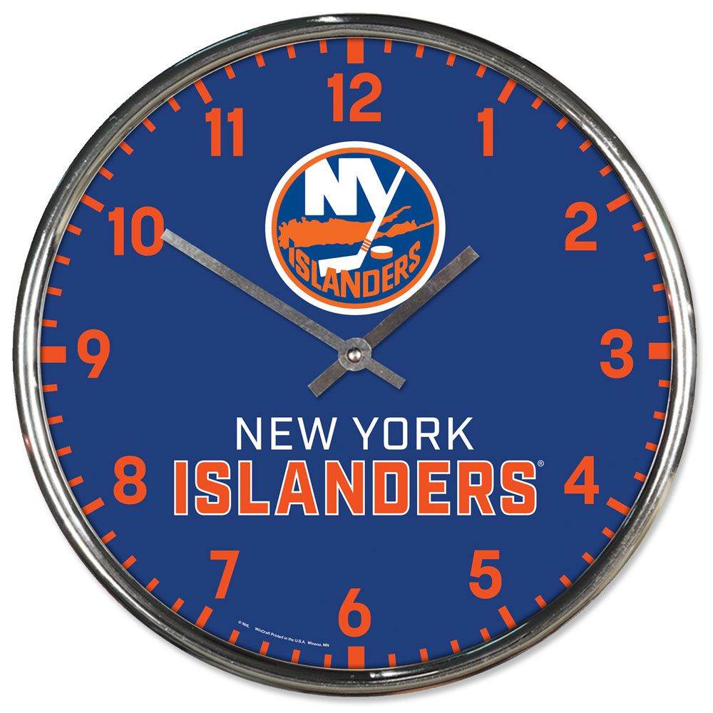 New York Islanders Chrome Round Wall Clock Retro Style - ToylandEU