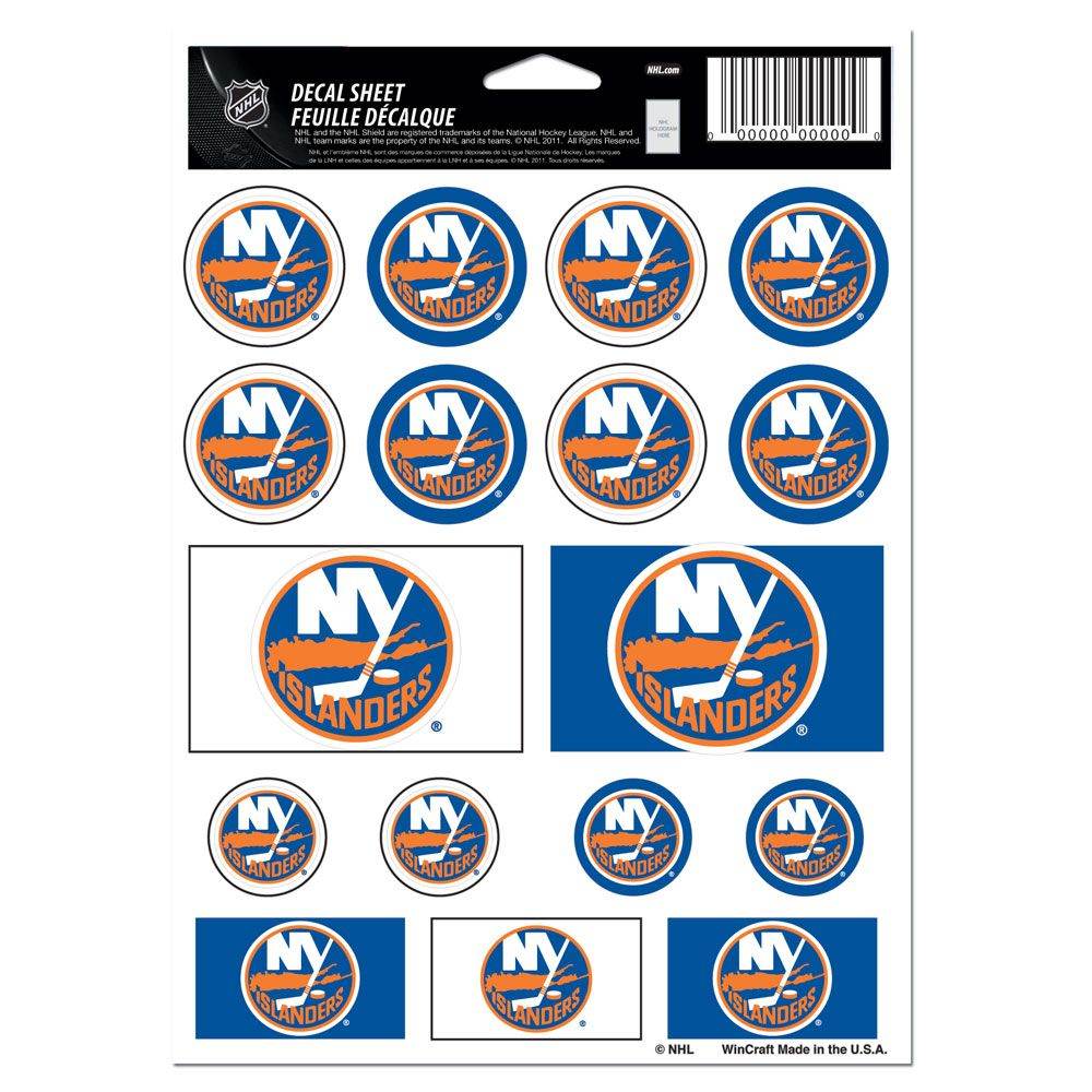 New York Islanders Decal Sheet 5x7 Vinyl Sticker Pack - ToylandEU