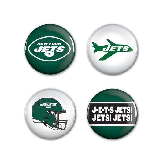 New York Jets Button Set 4 Pack Logos Slogan Helmet Pins - ToylandEU
