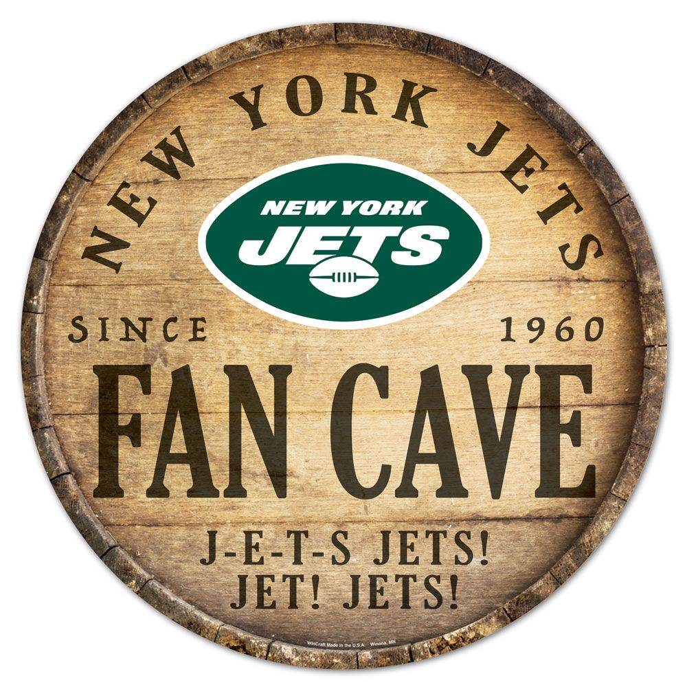 New York Jets Wood Sign 14 Inch Round Barrel Top Decor - ToylandEU