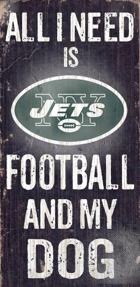  New York Jets Wood Sign Football And Dog 6x12 Rope -  ToylandEU™