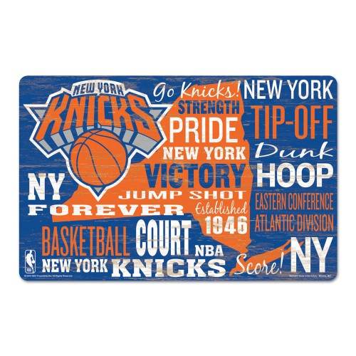 New York Knicks 11x17 Wood Wordage Sign Wincraft Colors - ToylandEU