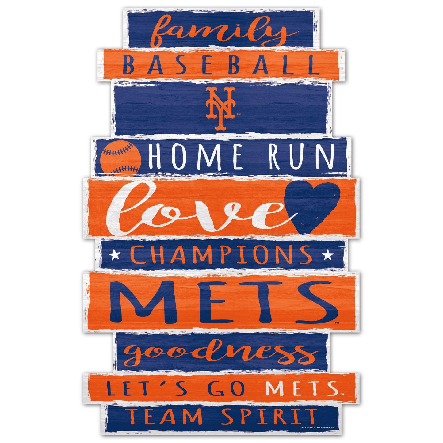 New York Mets 11x17 Wood Family Word Design Sign Decorated - ToylandEU