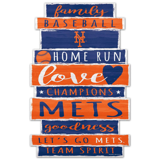 New York Mets 11x17 Wood Family Word Design Sign Decorated - ToylandEU