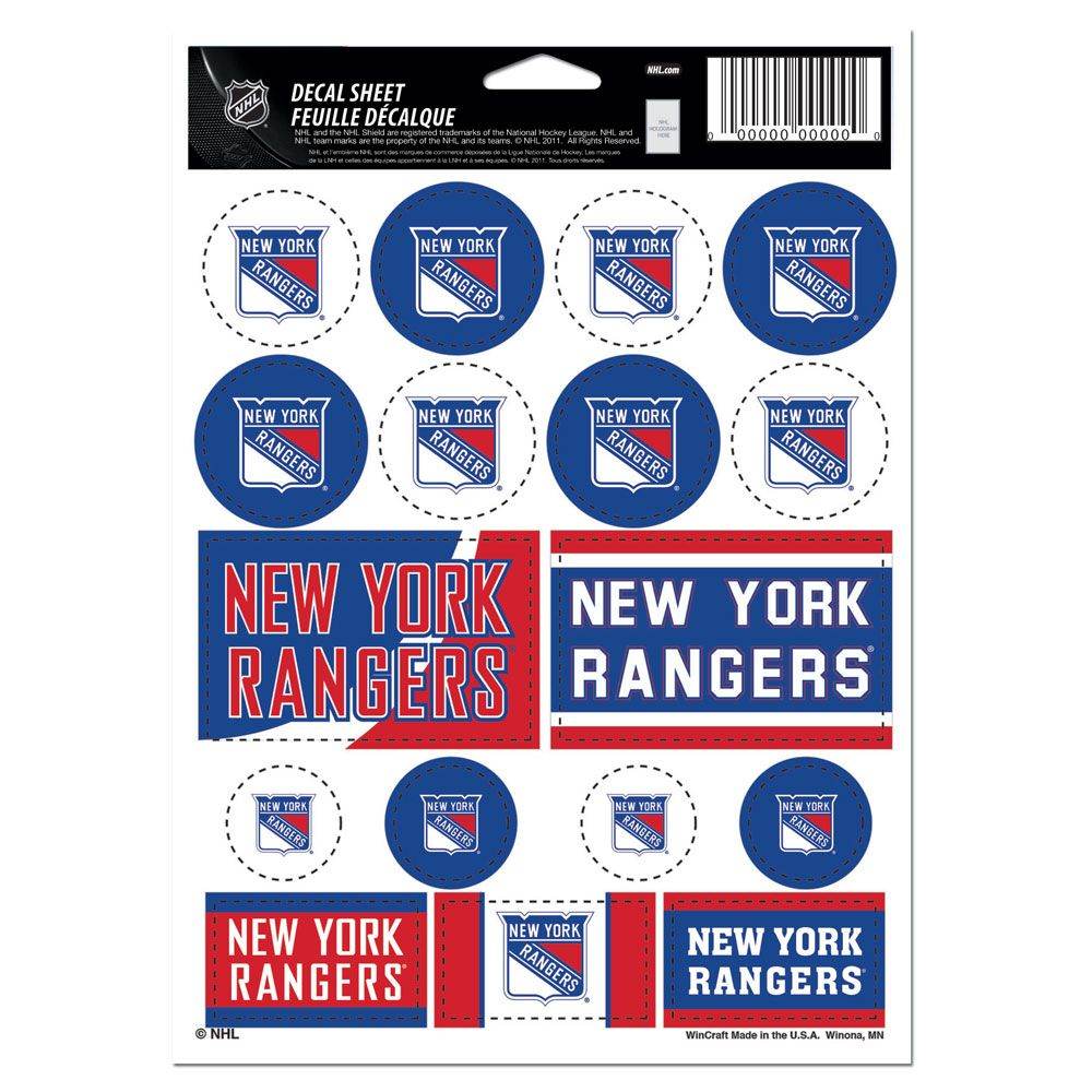 New York Rangers Vinyl Decal Sheet 5x7 Sticker Pack - ToylandEU