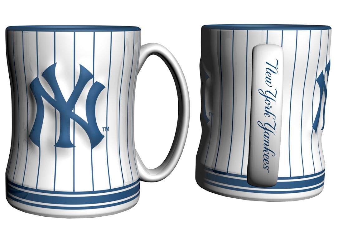 New York Yankees Pinstripe Sculpted Relief Coffee Mug 14oz - ToylandEU