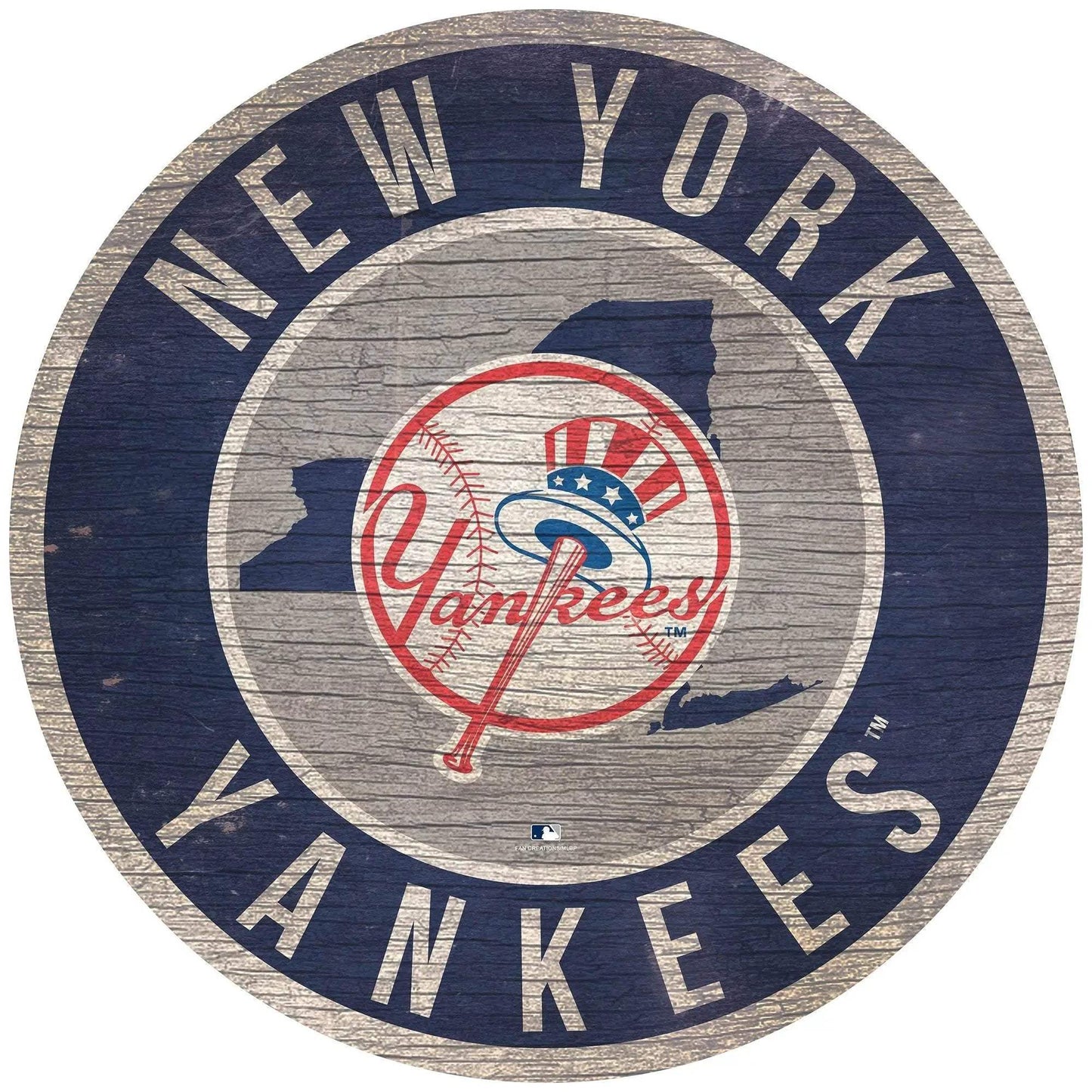  New York Yankees Round Wood Sign State Design 12 Inch -  ToylandEU™